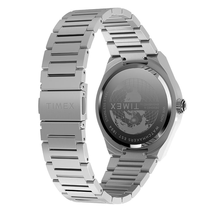Q Timex Continental  Gmt 39mm Stainless Steel Band