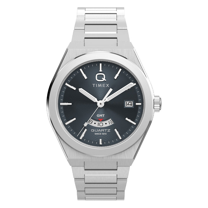 Q Timex Continental  Gmt 39mm Stainless Steel Band