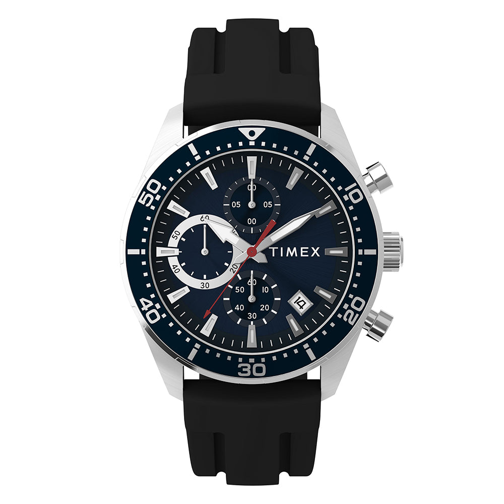 Chrono 42mm Round Case Silicone Strap Watch Quartz Water Resistant Easy Reader Tissot T-Race Chronograph Quartz Blue Dial Blue Rubber Strap  main image 2