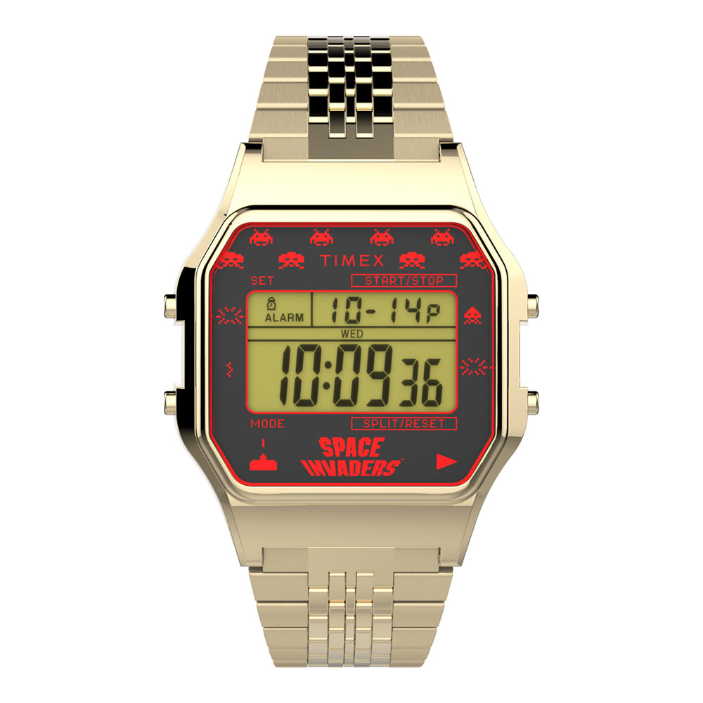 Timex 80 Space Invaders Digital 34mm Stainless Steel Band – Timex