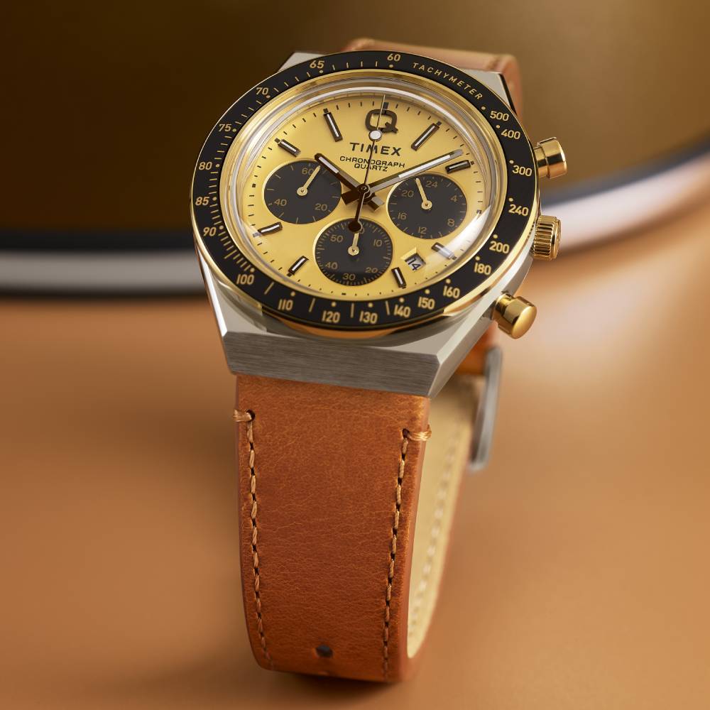 Q Timex Chronograph 40mm Leather Band