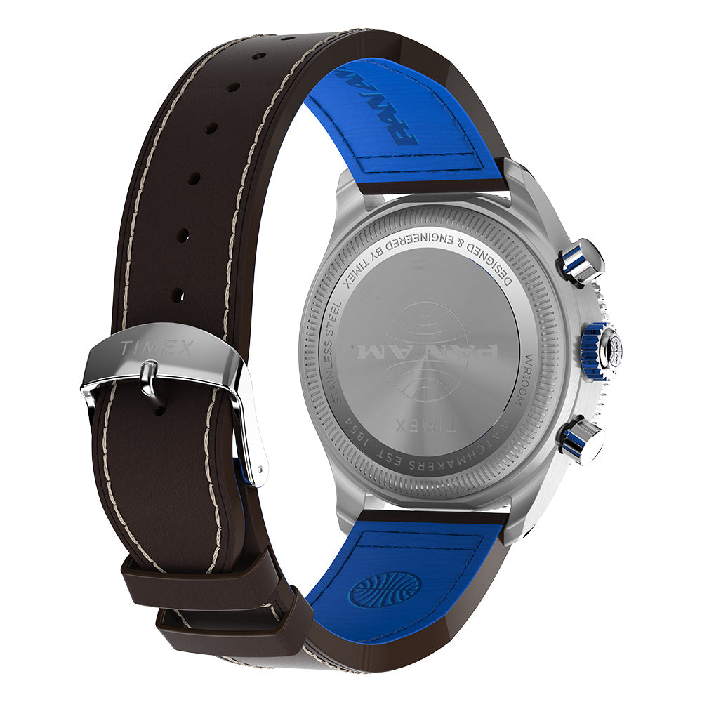 Timex Backing Timex Fly Back Chronograph x Pan Am 43mm Leather Band – Timex Philippines