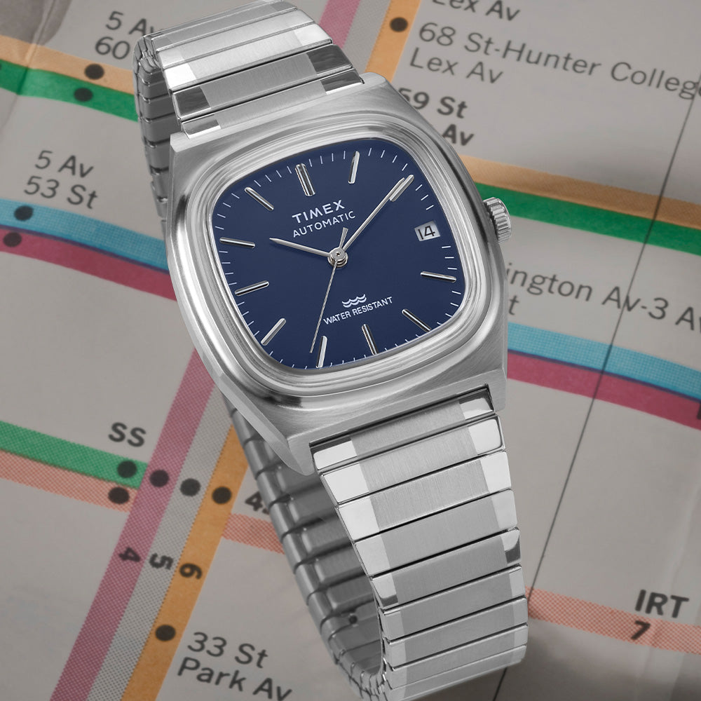 Re Issue Watch Timex 1983 E Line Reissue Automatic 34mm Stainless Steel Band – Timex ...