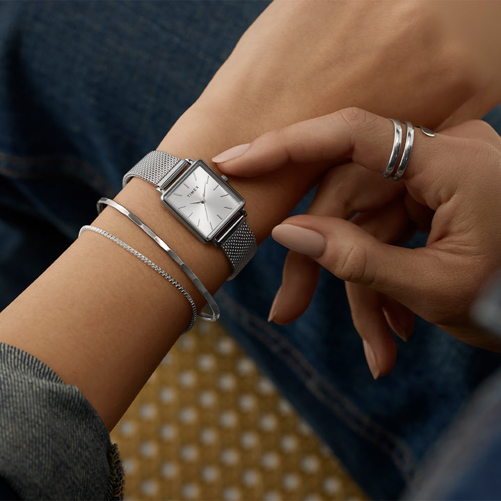 Transcend Rectangle 3-Hand 22mm Stainless Steel Band