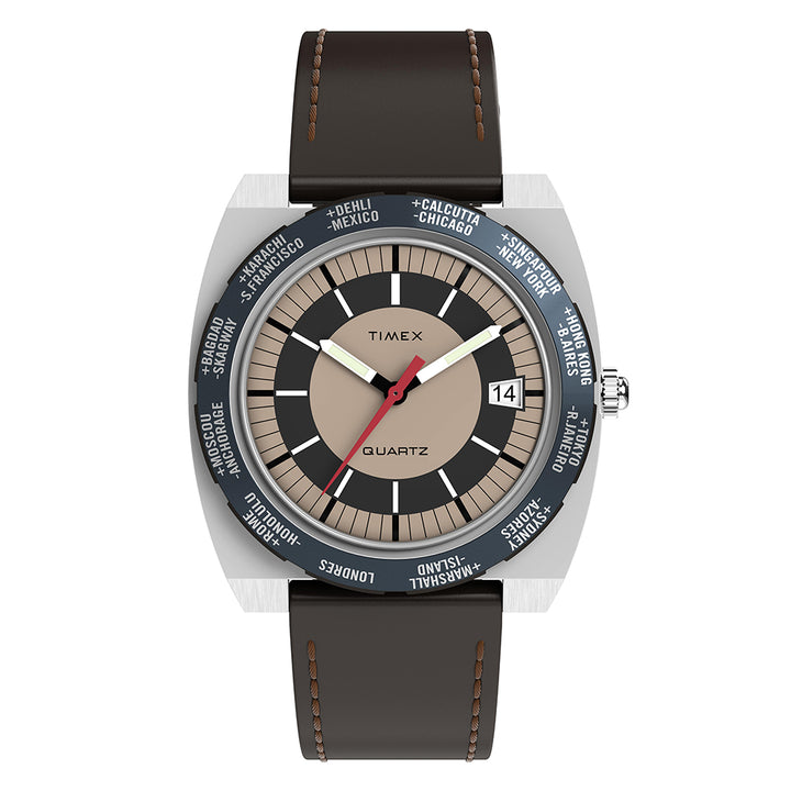 Q Timex 1972 Reissue Date 39mm Leather Band