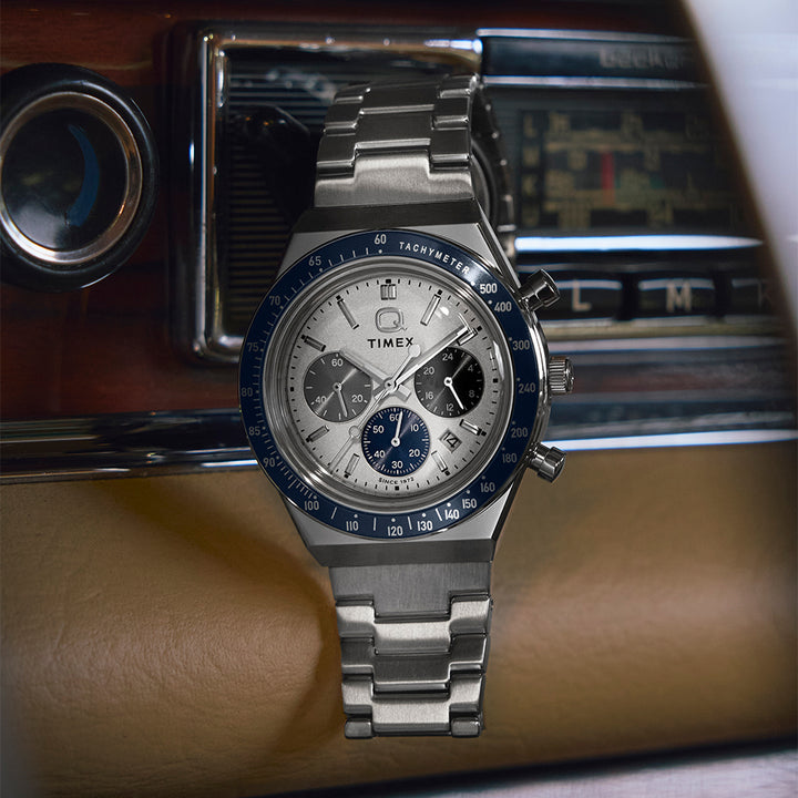 Q Timex Chronograph 40mm Stainless Steel Band