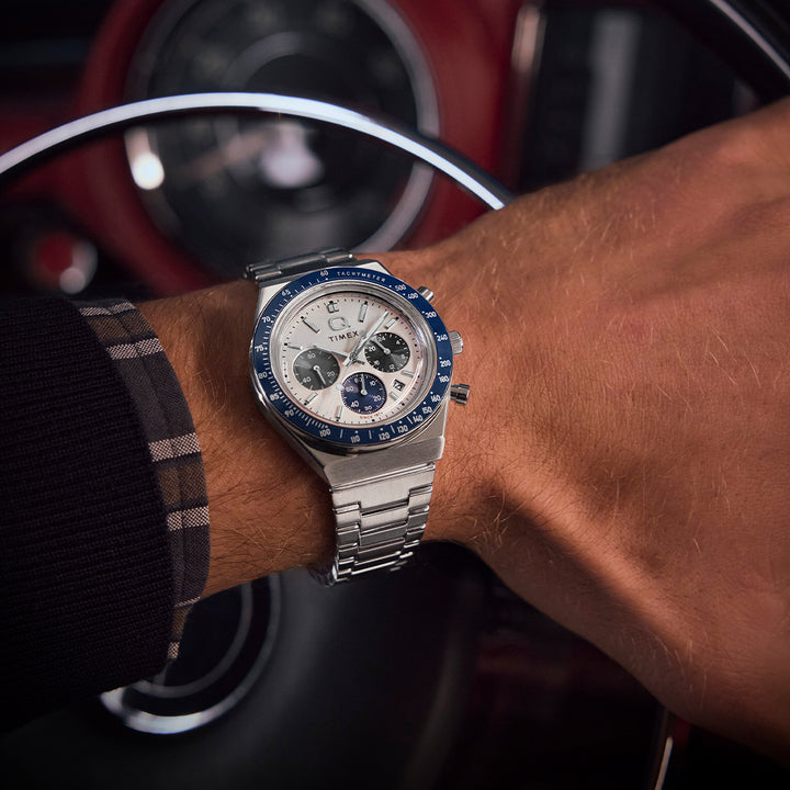 Q Timex Chronograph 40mm Stainless Steel Band