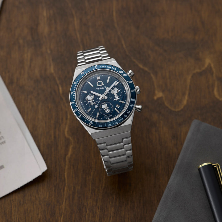 Timex x Peanuts Q Timex® Chronograph 40mm Stainless Steel Band