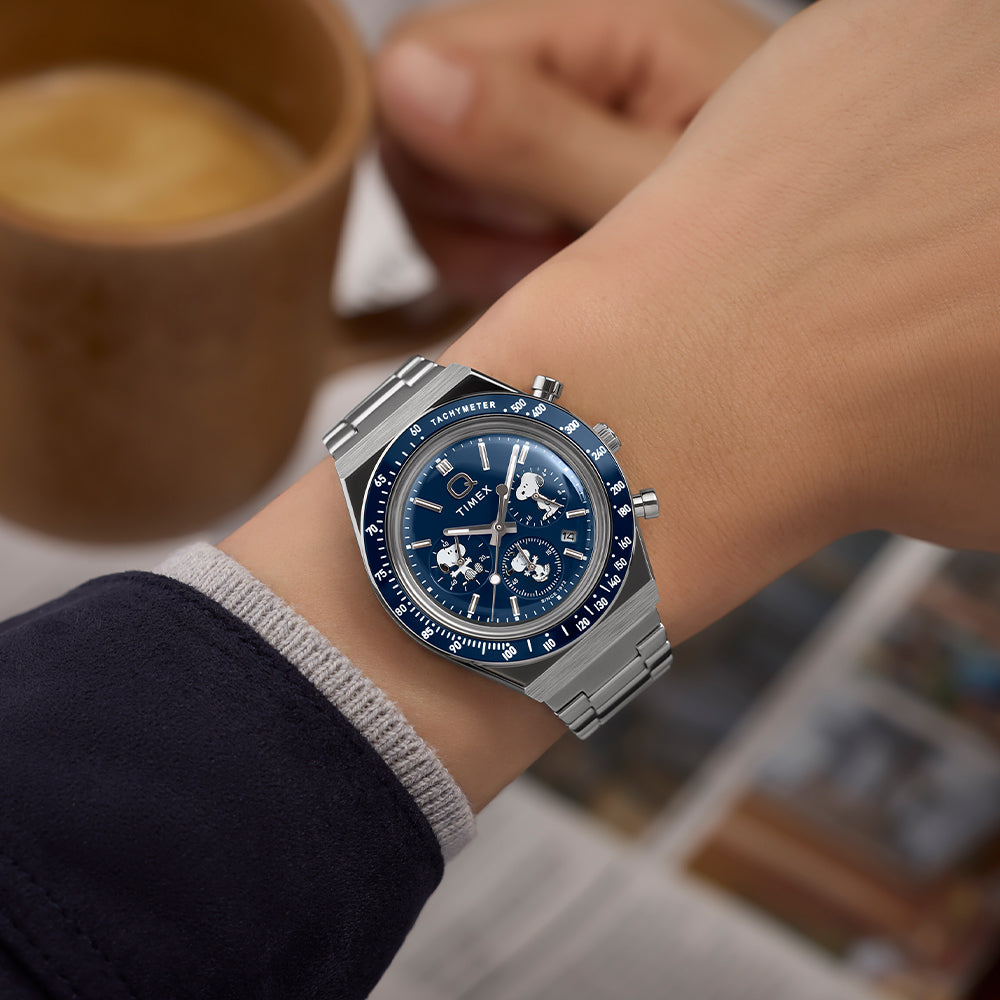 Timex x Peanuts Q Timex® Chronograph 40mm Stainless Steel Band