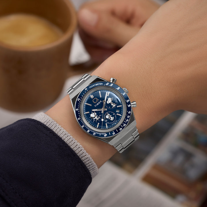 Timex x Peanuts Q Timex® Chronograph 40mm Stainless Steel Band