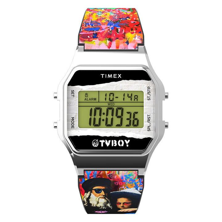 Timex X Tv Boy Digital 34mm Stainless Steel Band