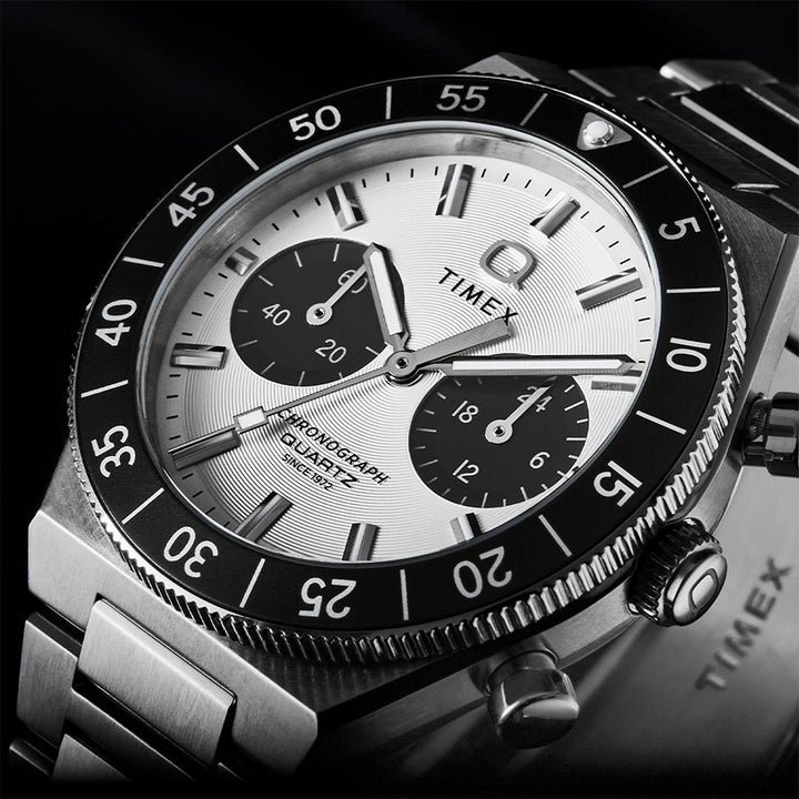 Q Timex Continental Chronograph 40mm Stainless Steel Band