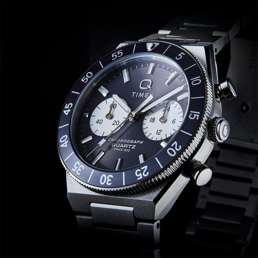 Q Timex Continental Chronograph 40mm Stainless Steel Band