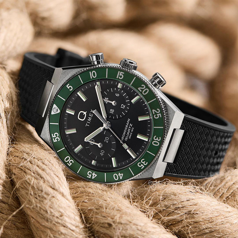 Q Timex Continental Chronograph 40mm Silicone Band