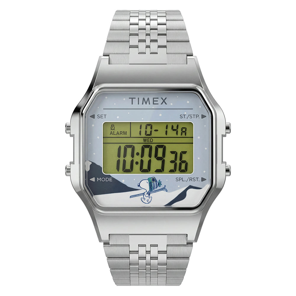 Timex T80 x Peanuts Digital 34mm Stainless Steel Band