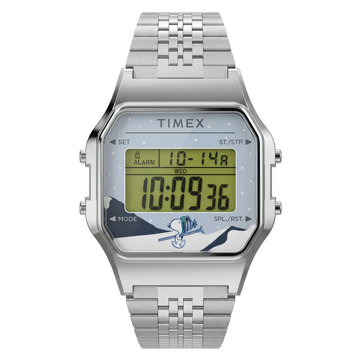 Timex T80 x Peanuts Digital 34mm Stainless Steel Band