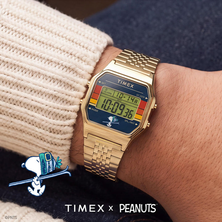 Timex T80 x Peanuts Digital 34mm Stainless Steel Band