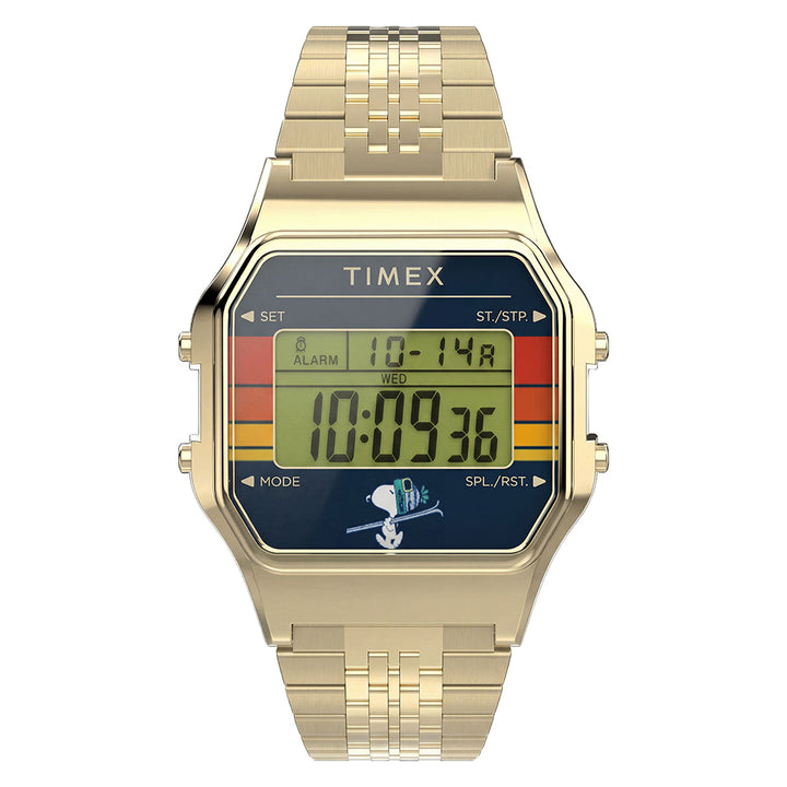Timex T80 x Peanuts Digital 34mm Stainless Steel Band