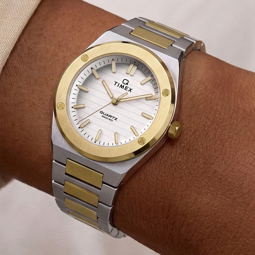 Q Timex Marbella 3-Hand 34mm Stainless Steel Band