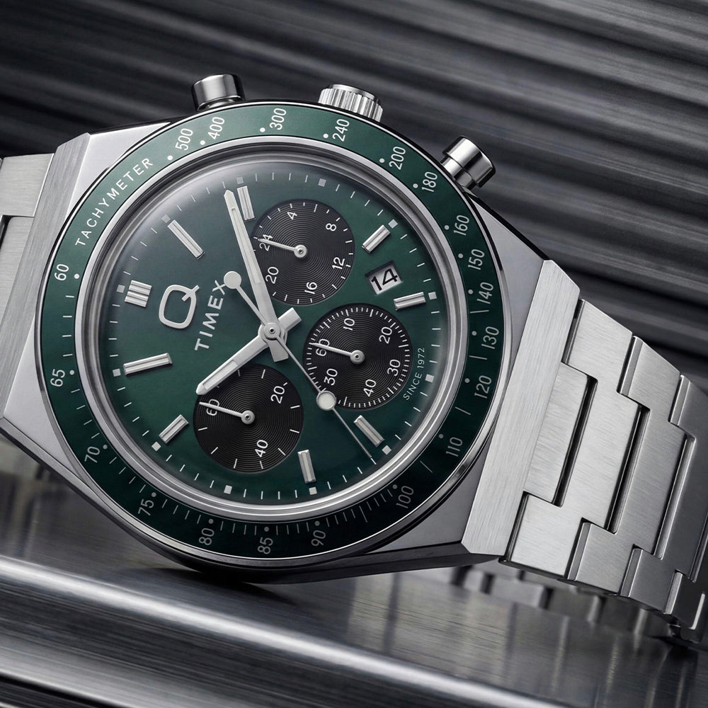 Q Timex Chronograph 40mm Stainless Steel Band