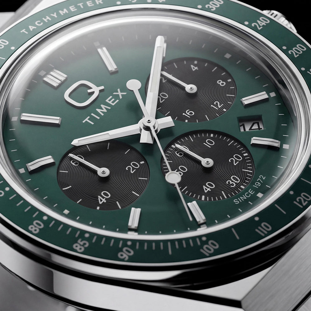 Q Timex Chronograph 40mm Stainless Steel Band
