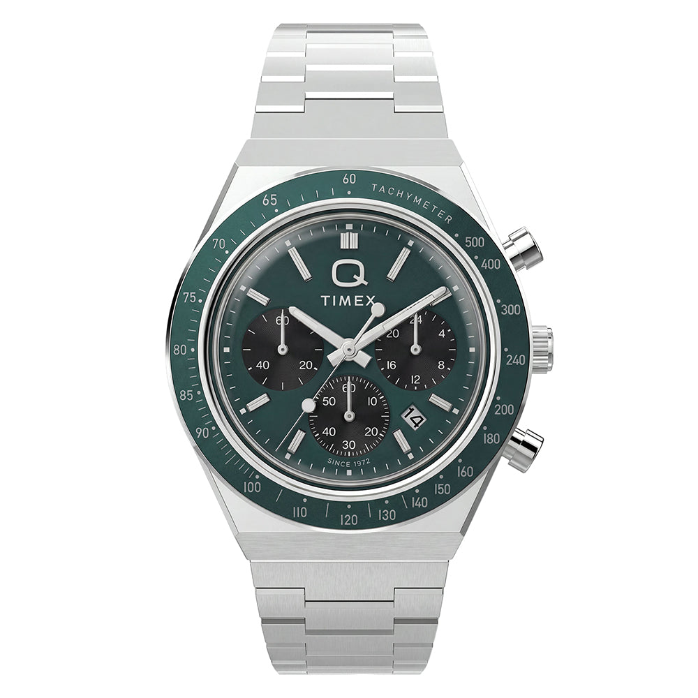 Q Timex Chronograph 40mm Stainless Steel Band