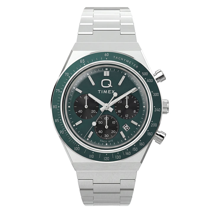 Q Timex Chronograph 40mm Stainless Steel Band