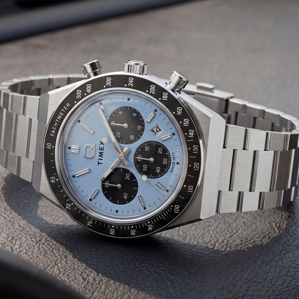 Q Timex Chronograph 40mm Stainless Steel Band