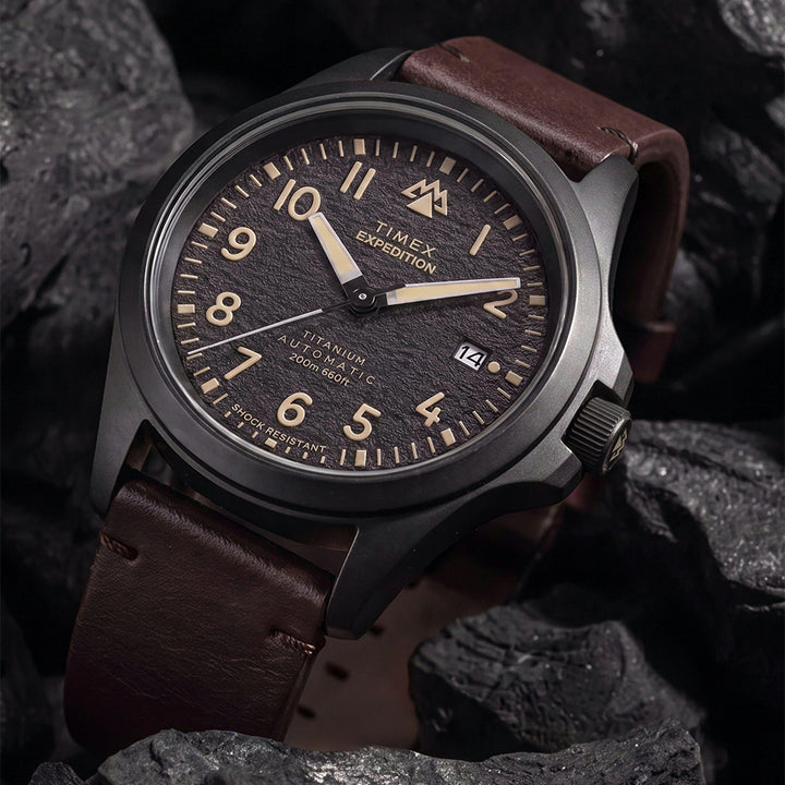 Expedition Field Post Titanium Automatic 41mm Leather Band