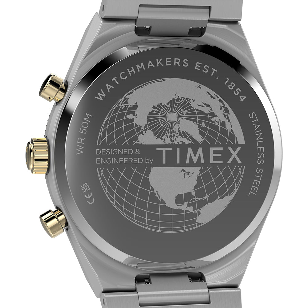 Q Timex Continental Chronograph 36mm Stainless Steel Band