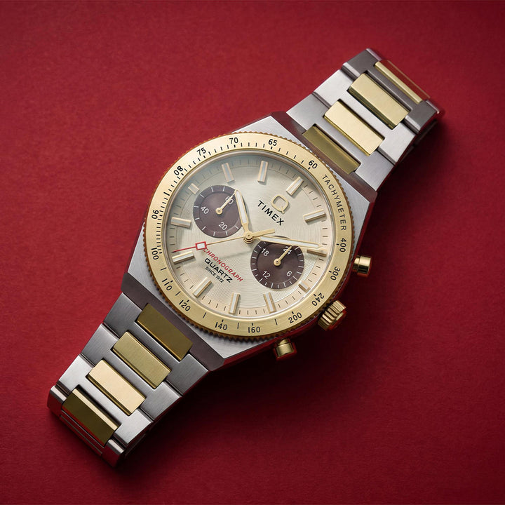 Q Timex Continental Chronograph 36mm Stainless Steel Band