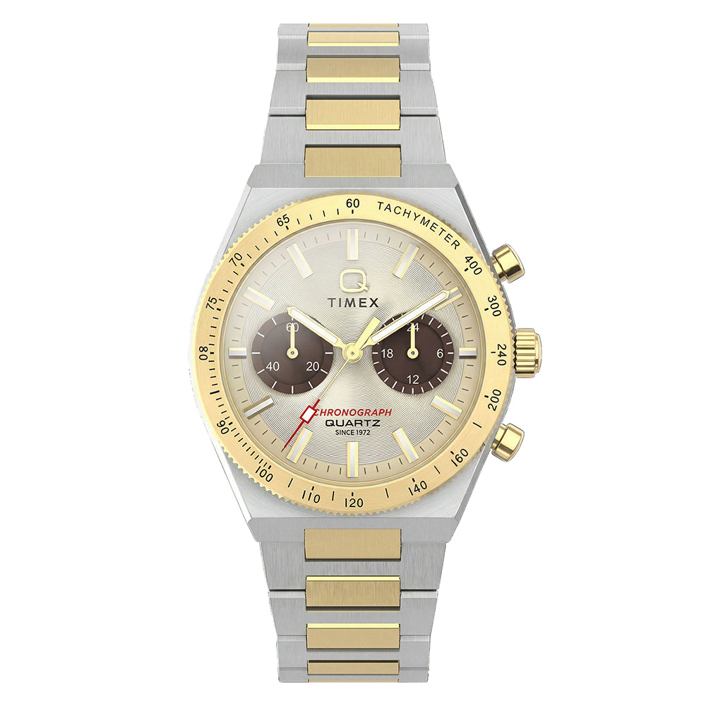 Q Timex Continental Chronograph 36mm Stainless Steel Band