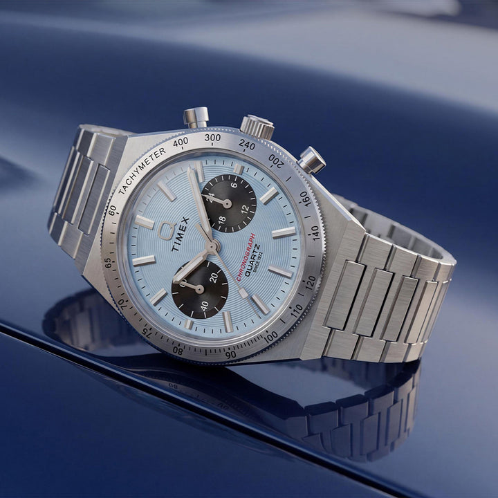 Q Timex Continental Chronograph 36mm Stainless Steel Band