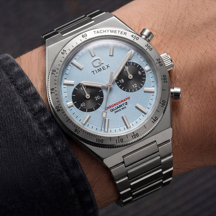 Q Timex Continental Chronograph 36mm Stainless Steel Band