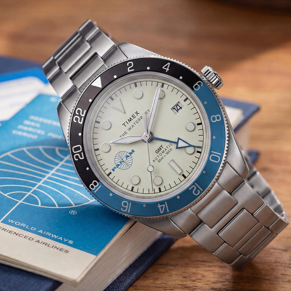 Waterbury Gmt x Pan Am Automatic 42mm Stainless Steel Band