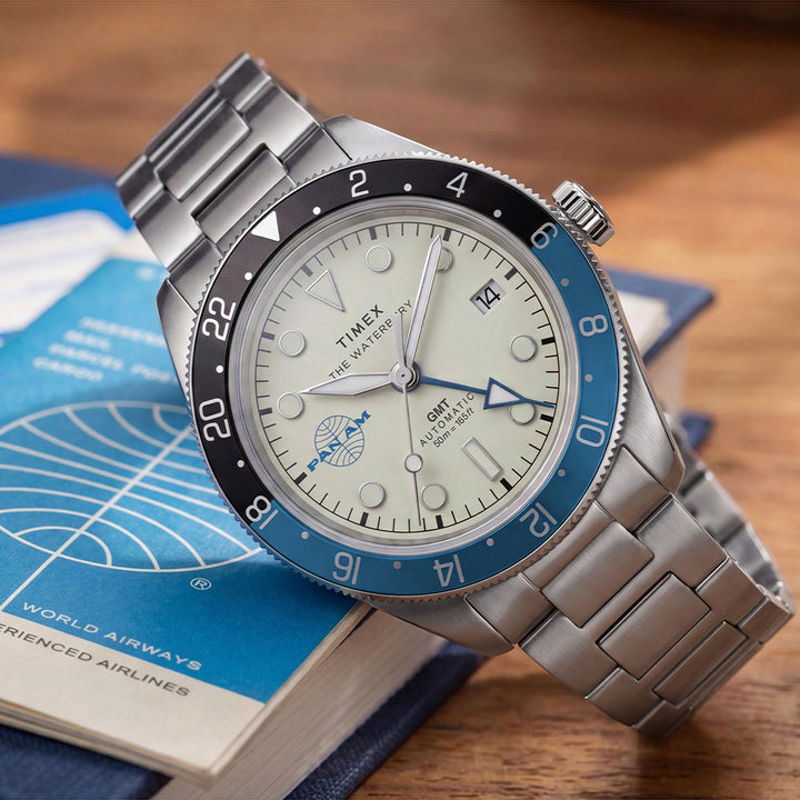 Waterbury Gmt x Pan Am Automatic 42mm Stainless Steel Band
