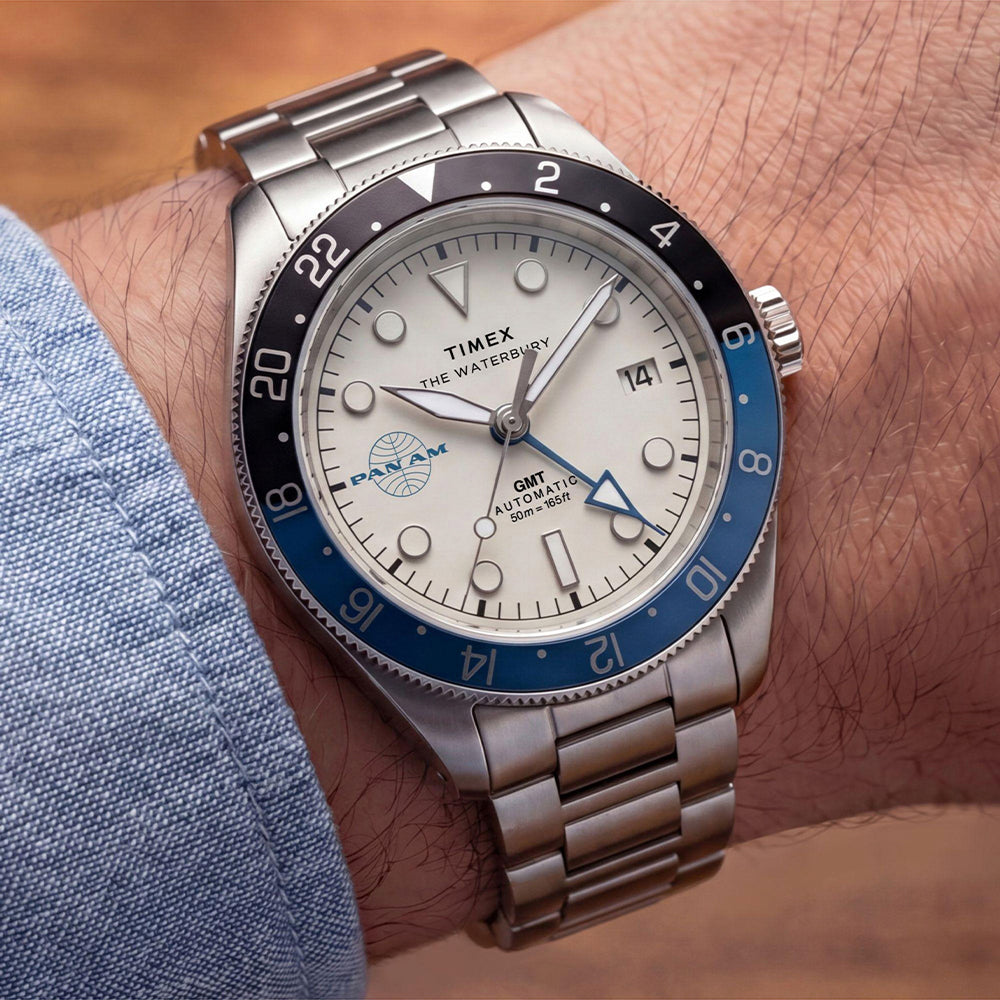 Waterbury Gmt x Pan Am Automatic 42mm Stainless Steel Band