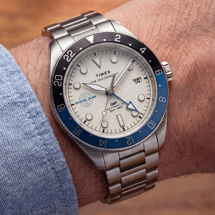 Waterbury Gmt x Pan Am Automatic 42mm Stainless Steel Band