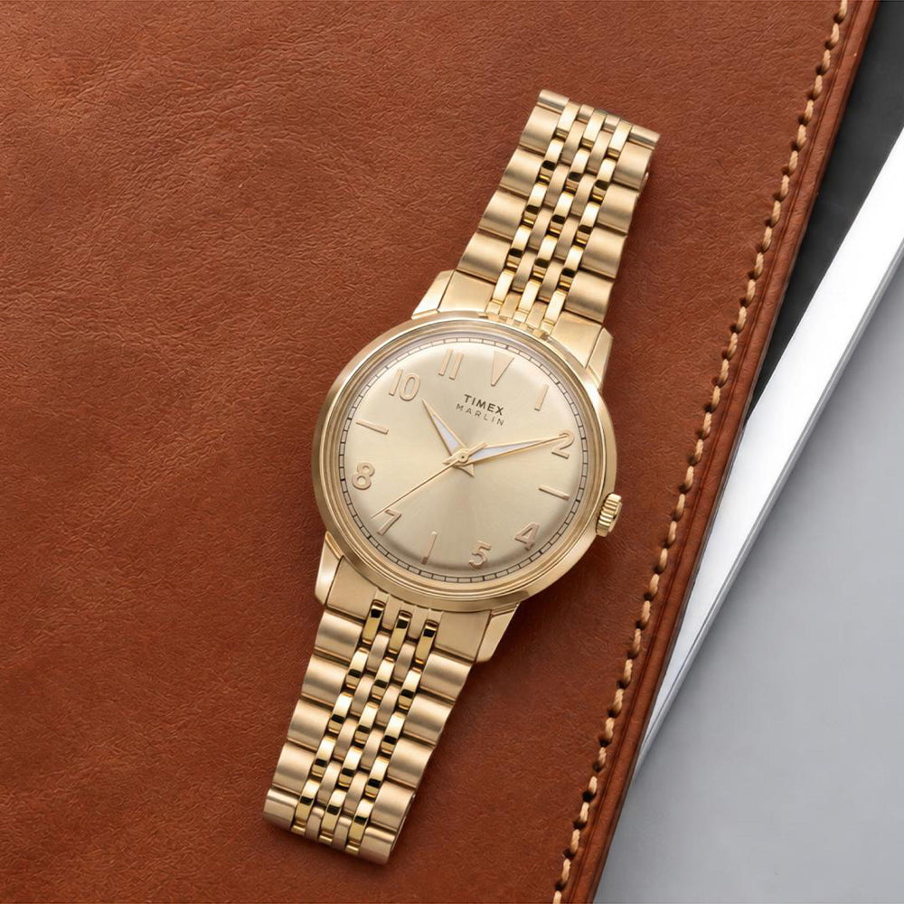Marlin Quartz 3-Hand 34mm Stainless Steel Band