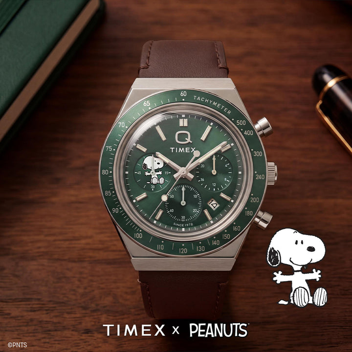 Q Timex x Peanuts Chronograph 40mm Leather Band