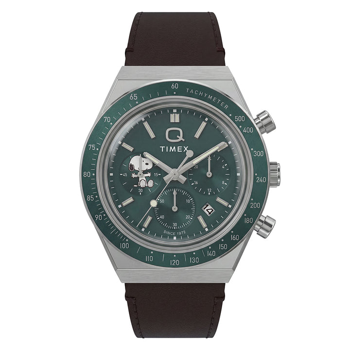 Q Timex x Peanuts Chronograph 40mm Leather Band