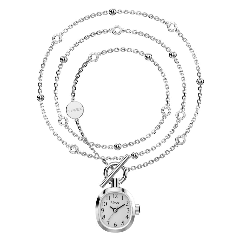 Timex Cavatina Mini Necklace 3-Hand 17mm Stainless Steel Band