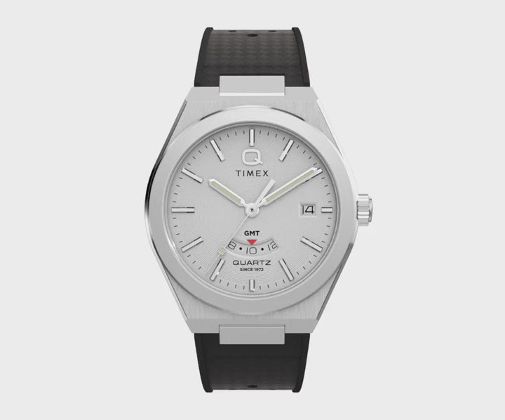 Q Timex Continental  Gmt 39mm Leather Band