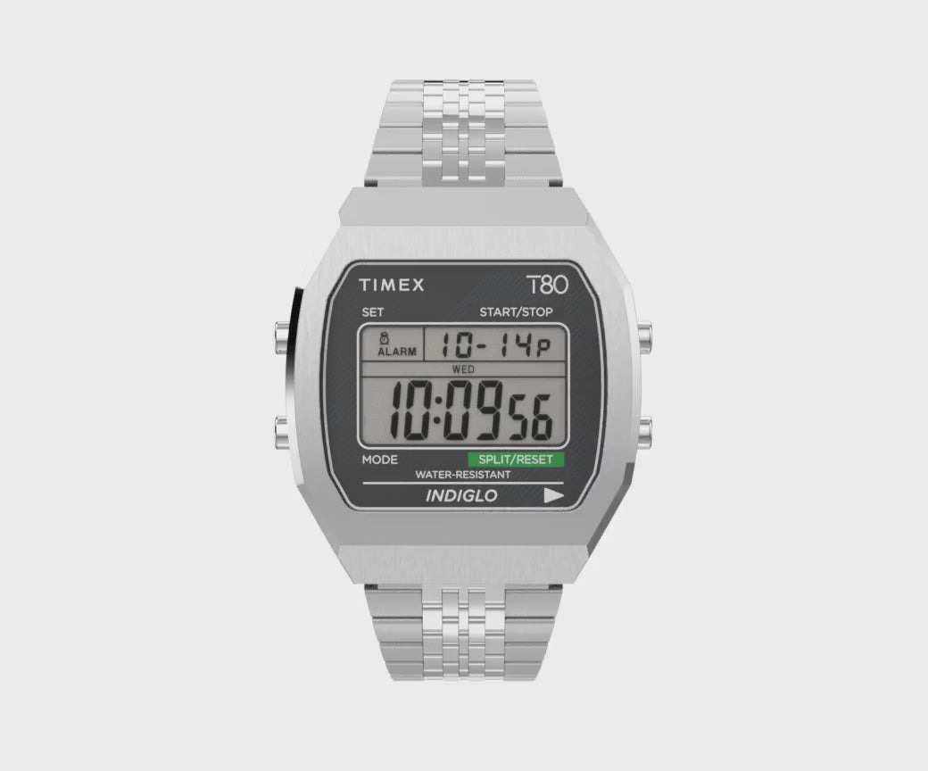 Timex 80 Digital 34mm Stainless Steel Band