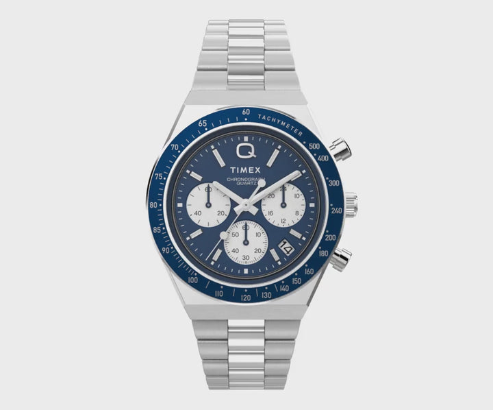 Q Timex Chronograph 40mm Stainless Steel Band