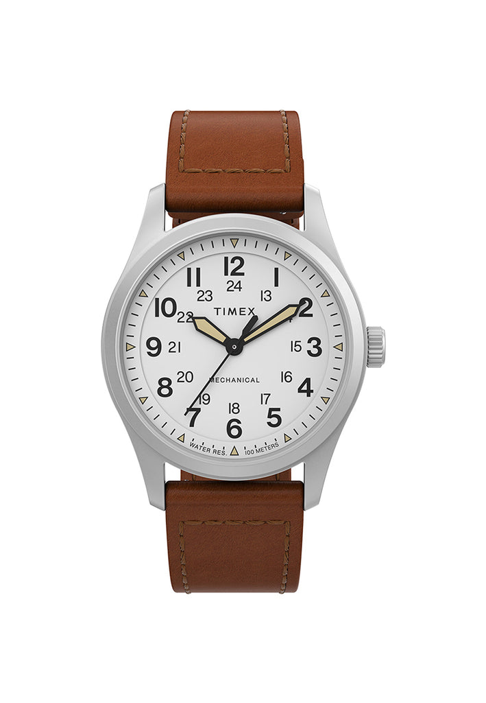 Timex black sale leather strap