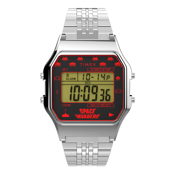 Timex 80 Space Invaders Digital 34mm Stainless Steel Band