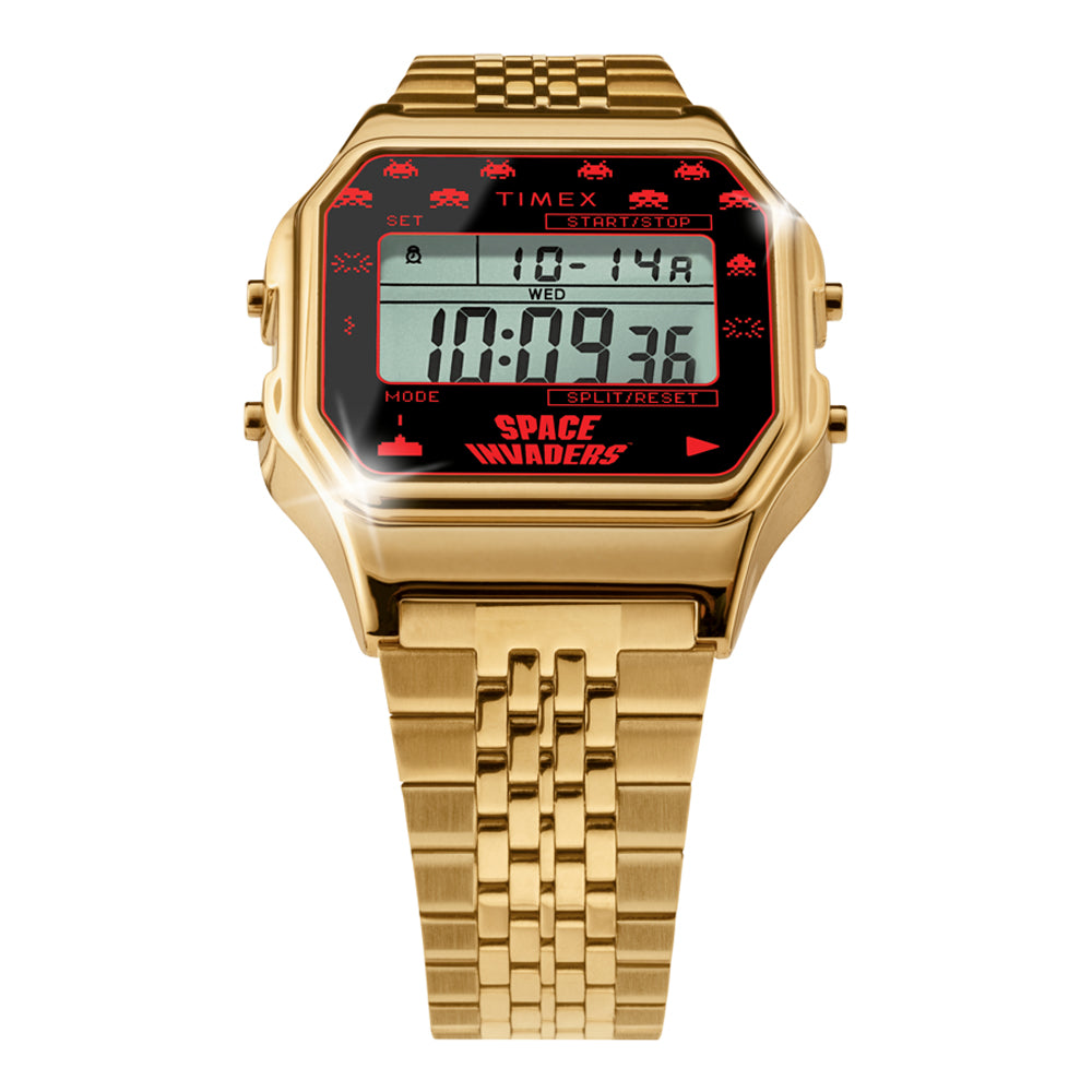 Timex 80 Space Invaders Digital 34mm Stainless Steel Band