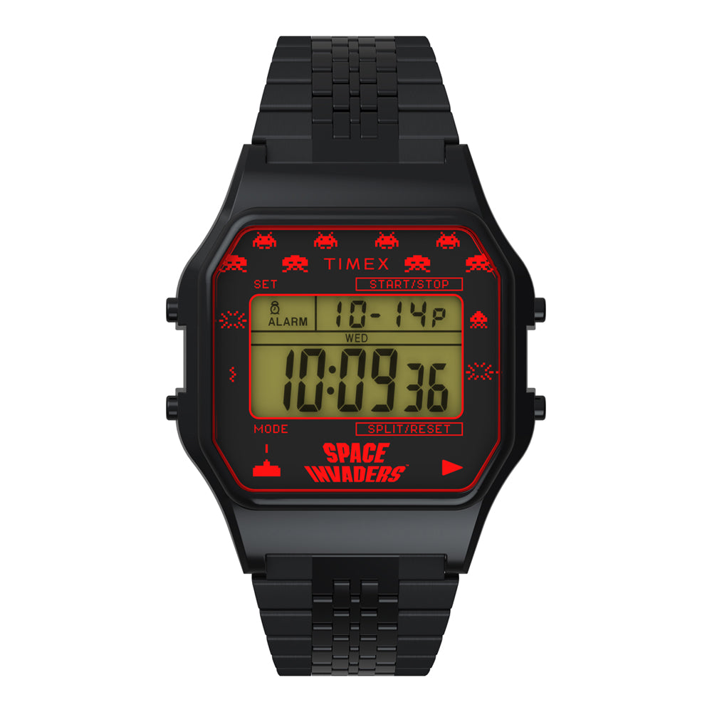 Timex 80 Space Invaders Digital 34mm Stainless Steel Band