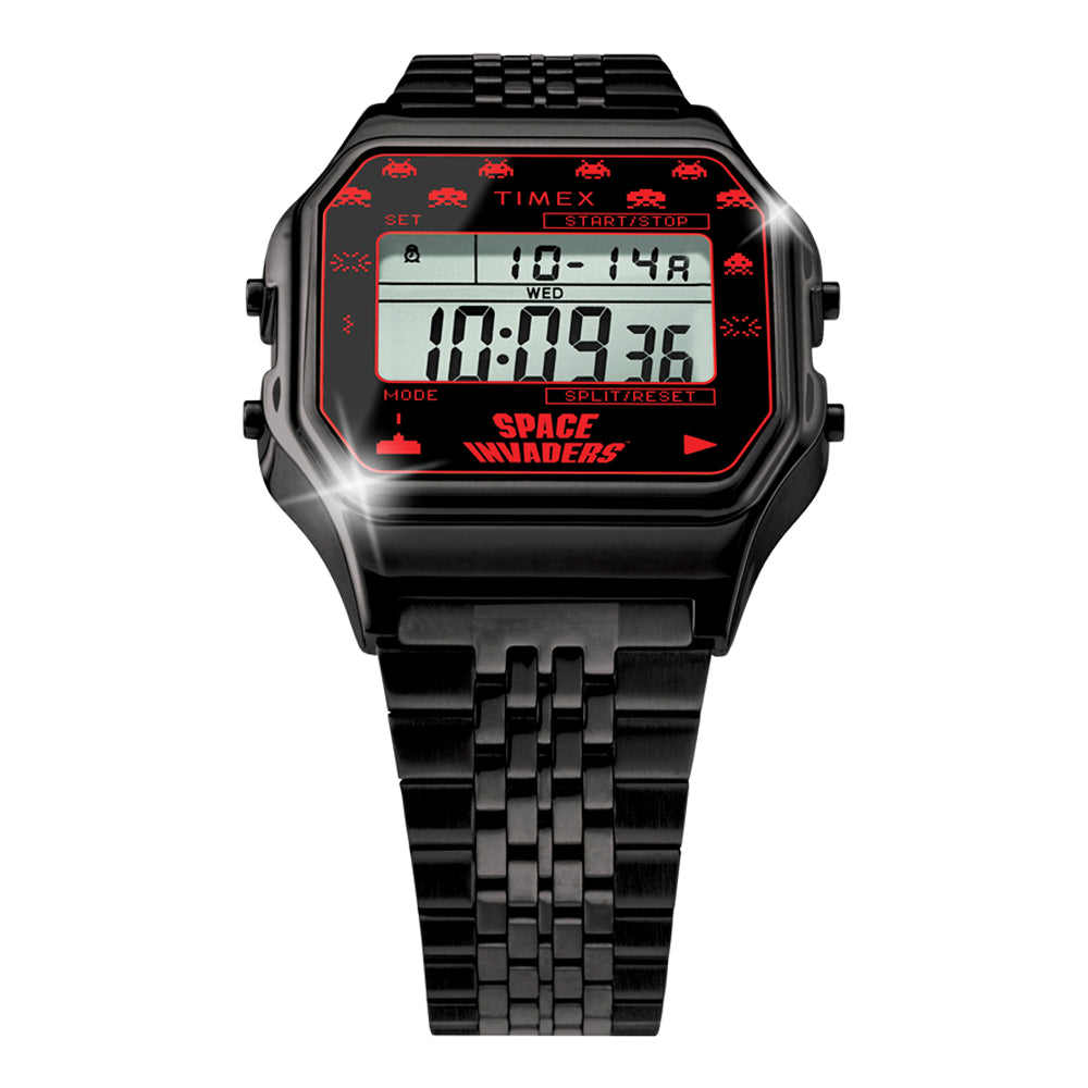 Timex 80 Space Invaders Digital 34mm Stainless Steel Band